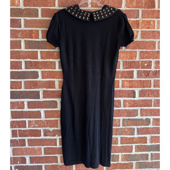 C. Wonder Black Merino Wool Knit Dress w/ Detachable Jeweled Collar | Size L - Picture 5 of 8